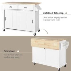 Nestfair Drop-Leaf Countertop Kitchen Cart Kitchen Island With Wheels And Storage Cabinet - Mint Green -Gourmet Interiors bf6d0aa0 178f 4fa7 8ab8 b9eace217d2d