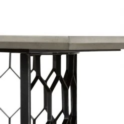 Solange Concrete And Black Metal Rectangular Dining Table - Grey & Black -Gourmet Interiors bf877e8a a454 48b7 84df daf430f23434