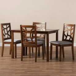 Carson Carrington Tohmo Walnut And Grey Fabric 5-piece Dining Set -Gourmet Interiors bf95951d fd41 4c75 8eda 16dca966de16