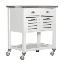 Eileen Rolling Kitchen Cart With Storage - Kitchen Cart - Stainless Steel - Grey -Gourmet Interiors bf99180f bce6 440c 9f95 19d02b82fd18