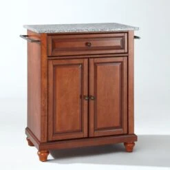 Cambridge Solid Granite Top Portable Kitchen Island In Classic Cherry Finish -Gourmet Interiors bfe2dd9e de77 41f4 a17d 53f42a799ca4