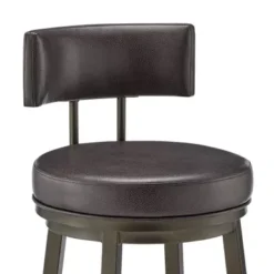 Dalza 26" Swivel Counter Stool In Mocha Finish With Brown Faux Leather -Gourmet Interiors c0232223 b4cb 4d4e 931d d7673b94fb49