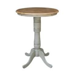 30" Round Top Pedestal Table - Hickory/Stone - Dining Height - Distressed Hickory/Stone -Gourmet Interiors c08ff92f 786c 4f86 9486 9f532ca92baa