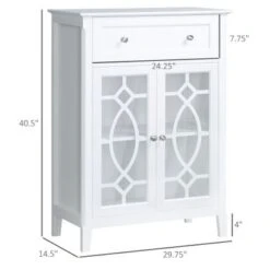 HOMCOM Kitchen Cabinet, Storage Cabinet, Sideboard Floor Accent Cabinet W/ 2 Glass Doors, Drawer & Adjustable Shelves - Off-white -Gourmet Interiors c0a6e26c d3a1 4633 bca2 01efce4f8e11