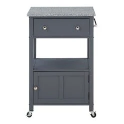 Fairfax Kitchen Cart With Granite Top - White Base -Gourmet Interiors c0d22436 ad66 49bc a3bc 091537b01d4f