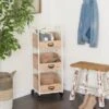 Brown Wood Industrial Wheels Storage Cart - 13"L X 12"W X 36"H - Kitchen Cart -Gourmet Interiors c0f90064 a69f 401c 9c3e 8efe340cc8d2