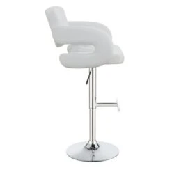 29" Adjustable Height Bar Stool Chrome And White -Gourmet Interiors c10b6707 81b6 4f98 a55d 5c109fa2161f