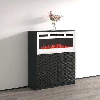 Carla 01 WH-EF Electric Fireplace Sideboard - Black 4 Carla 01 WH-EF Electric Fireplace Sideboard - Black - Image 2