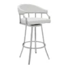 Palmdale Swivel Modern White Faux Leather 30" Bar Stool In Brushed Stainless Steel Finish -Gourmet Interiors c13d02bd 182c 4160 9c68 9190cb8c27cf