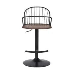 Edward Adjustable Walnut Glazed Bar Stool In Black Powder Coated Finish -Gourmet Interiors c19202ce ace2 4be4 b5d6 1d606e02ea9b