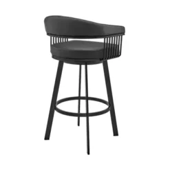 Bronson 25" Counter Height Swivel Bar Stool In Black Finish And Black Faux Leather -Gourmet Interiors c1d7b149 8863 425d 8ac3 d81ed991be64