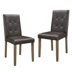 Walnut Brown Faux Leather Dining Chairs (Set Of 2) - Set Of 2 - Brown -Gourmet Interiors c23f5c1c 5823 44ac a1b7 8dff66a6a75d