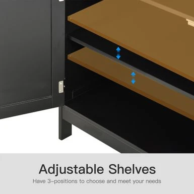 HOMCOM Kitchen Console Table, Buffet Sideboard, Wooden Storage Table With 2-Level Cabinet And Open Space - Grey 17 HOMCOM Kitchen Console Table, Buffet Sideboard, Wooden Storage Table With 2-Level Cabinet And Open Space - Grey - Image 15