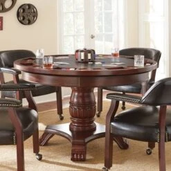 Gracewood Hollow Djaout Round Cherry Table With Removable Top - Black Top -Gourmet Interiors c28ff7b7 84ac 43f0 a95d 75a2d8130f8e