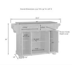 Alexandria Solid Granite Top Kitchen Island In White Finish - Stationary - White - Granite -Gourmet Interiors c2bb4dd8 cd95 4bd7 ab64 17b9692bf22f