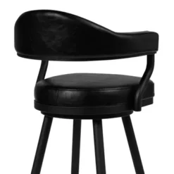 Amador 26" Counter Height Bar Stool In A Black Powder Coated Finish And Vintage Black Faux Leather -Gourmet Interiors c2c028f9 acfc 4b15 9b66 52519e9ff90e