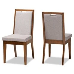 Baxton Studio Octavia Modern And Contempory Upholstered Wood Dining Chair Set(2PC) - Sand, Dark Brown -Gourmet Interiors c2ced0f9 0262 47b1 9bb4 6088a6d5c645