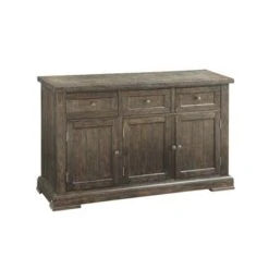 Transitional Wood And Metal Server With Drawers, Brown - Brown