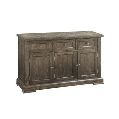 Transitional Wood And Metal Server With Drawers, Brown - Brown 3 Transitional Wood And Metal Server With Drawers, Brown - Brown