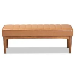 Baxton Studio Daymond Mid-Century Modern Dining Bench - Tan -Gourmet Interiors c31a030f 56c3 498b b249 72e2069ac276