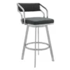 Scranton 26" Swivel Modern Brushed Stainless Steel And Slate Grey Faux Leather Bar Stool -Gourmet Interiors c3f56987 836e 4026 88fb 731649e7203e