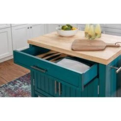 The Curated Nomad Coyote Teal Kitchen Cart - Teal -Gourmet Interiors c45111a1 047a 43c5 9157 5092db33a13e