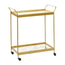 Gold Iron Contemporary Bar Cart 31 X 28 X 14 - 28 X 14 X 31 - Bronze -Gourmet Interiors c45ea19e 2af2 4be4 9198 4d31234ee1b3