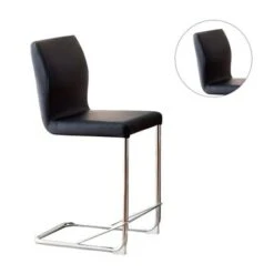 Set Of 2 Dining Chairs In Black And Chrome Finish - Counter Height -Gourmet Interiors c477eebd 4094 4b17 adcb 7431db603333