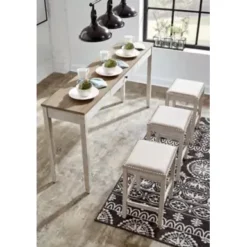 White/Light Brown Skempton Rectangular Dining Room Counter TBL Set(4/CN) -Gourmet Interiors c4f12da8 1dd2 485e 8ab8 484fa3706b54