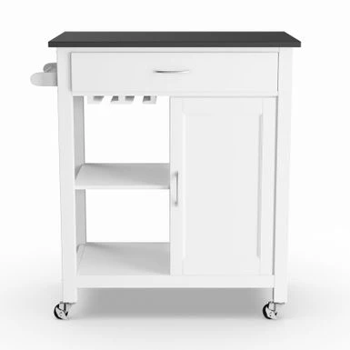 Porch & Den Glenn Black/White Kitchen Cart - Kitchen Cart, Black & White, 32" X 19" X 34"H 6 Porch & Den Glenn Black/White Kitchen Cart - Kitchen Cart, Black & White, 32" X 19" X 34"H - Image 4