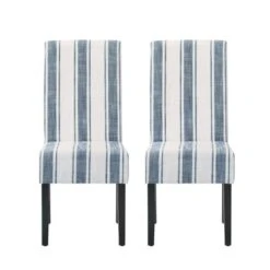 Pollards Upholstered Dining Chairs (Set Of 2) By Christopher Knight Home - Dark Blue + Light Beige + Plaid -Gourmet Interiors c5239adb e3d5 48c2 a359 2b56dabc1f74