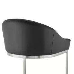 Atherik Bar Stool In Brushed Stainless Steel With Black Faux Leather -Gourmet Interiors c531f0cd c3c6 435b 8806 3d87ab9062e7