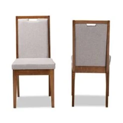 Baxton Studio Octavia Modern And Contempory Upholstered Wood Dining Chair Set(2PC) - Sand, Dark Brown -Gourmet Interiors c54bf534 cc2e 4d80 81dd 989670d40157