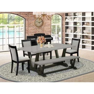 East West Furniture Mid Century Dining Set - Wooden Table With Trestle Base And Upholstered Dining Chairs (Piece Option) - V697MZ606-5 17 East West Furniture Mid Century Dining Set - Wooden Table With Trestle Base And Upholstered Dining Chairs (Piece Option) - V697MZ606-5 - Image 15