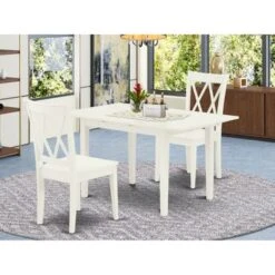 Wooden Dining Table Set - Butterfly Leaf Rectangular Dinette Table And Kitchen Chairs (Pieces, Color & Seat Type Options) - NOCL3-LWH-W