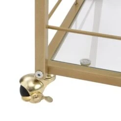 Golden 3-tier Metal And Glass Rolling Bar Cart Serving Wine Cart With Glass Top (30.1 In. W X 36.2 In. H) - Golden - Kitchen Cart 13 Golden 3-tier Metal And Glass Rolling Bar Cart Serving Wine Cart With Glass Top (30.1 In. W X 36.2 In. H) - Golden - Kitchen Cart -Gourmet Interiors c5a00b21 6328 4425 97b5 7b4b80162d13
