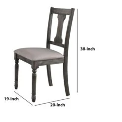Wooden Side Chairs With Linen Padded Seat And Splat Back Design, Gray And Beige, Set Of Two - Grey - Set Of 2 12 Wooden Side Chairs With Linen Padded Seat And Splat Back Design, Gray And Beige, Set Of Two - Grey - Set Of 2 -Gourmet Interiors c5afb1ce 9f77 4975 9371 2c9d5c92546a