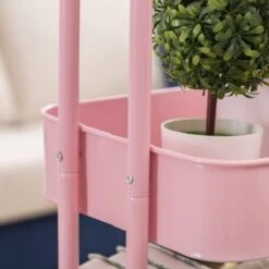 3-Tier Metal Utility Cart With Wheels Storage Shelves Organizer - 17.7"x13.7"x31" - Pink -Gourmet Interiors c6ec25b4 c735 469a 9281 27253339d082