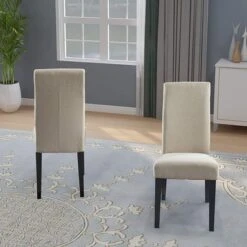 Copper Grove Elorza Tan Upholstered Solid Wood Armless Accent Chairs (Set Of 2) - 18.5 X 18 X 36 - Beige -Gourmet Interiors c7115bc5 2b7c 4a57 acbe 9dabb4eb7fa6