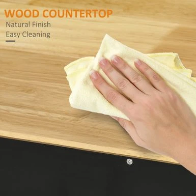 HOMCOM Modern Floor Cabinet, Storage Sideboard, Kitchen Buffet Table W/ Rubberwood Top, 3 Drawers And Cabinet - Grey 16 HOMCOM Modern Floor Cabinet, Storage Sideboard, Kitchen Buffet Table W/ Rubberwood Top, 3 Drawers And Cabinet - Grey - Image 14