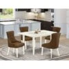 East West Furniture Dining Table Set - Butterfly Leaf Dining Table And Wooden Padded Chairs (Color & Pieces Options) - NOFR5-LWH-18 -Gourmet Interiors c7cd40ca 9bbf 4a60 a3be ae46606ac5e8