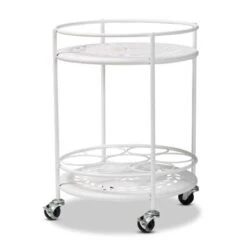 Baxton Studio Dallan Modern Industrial Metal 2-Tier Kitchen Cart - White -Gourmet Interiors c81befae 53d1 4a22 b187 95b20445e98c