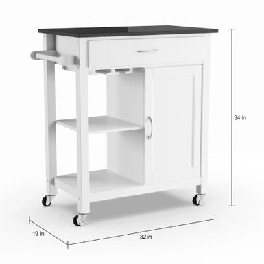 Porch & Den Glenn Black/White Kitchen Cart - Kitchen Cart, Black & White, 32" X 19" X 34"H 7 Porch & Den Glenn Black/White Kitchen Cart - Kitchen Cart, Black & White, 32" X 19" X 34"H - Image 5