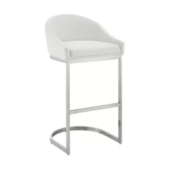 Atherik Counter Stool In Brushed Stainless Steel With White Faux Leather -Gourmet Interiors c83db25e b3b6 4f9e bece d141b4417aa9