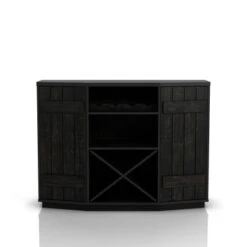 DH BASIC Farmhouse Plank-Style 28-Bottle 47-Inch Wine Cabinet Buffet By Denhour - Reclaimed Black Oak -Gourmet Interiors c862a5f3 dbcc 4834 b0c1 378dbe4cf812