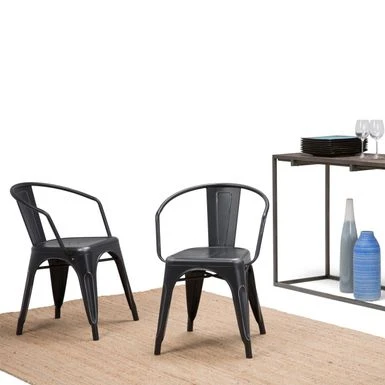 WYNDENHALL Elisse Industrial Metal Dining Arm Chair (Set Of 2), Fully Assembled - 20.6"w X 19.7"d X 28.3"h - Distressed Black And Silver 3 WYNDENHALL Elisse Industrial Metal Dining Arm Chair (Set Of 2), Fully Assembled - 20.6"w X 19.7"d X 28.3"h - Distressed Black And Silver