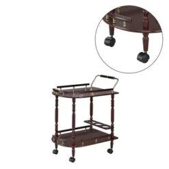 2-Tier Serving Cart With Casters In Merlot And Brass - Serving Cart - Merlot And Brass -Gourmet Interiors c8d07f46 ef36 42f5 8f4e 1ef9be03216e