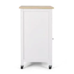 Maynard Indoor Glass Paneled Kitchen Cart With Wheels By Christopher Knight Home - White + Natural -Gourmet Interiors c8f3ad1e 57c8 40b8 8065 220d7273d78a