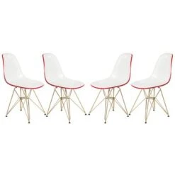 LeisureMod Cresco Plastic Dining Chair With Eiffel Gold Legs Set Of 4 - Transparent Orange -Gourmet Interiors c903afa3 0ee3 464f 9ff7 3d8491a86bbd