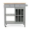 Byway Contemporary Kitchen Cart With Wheels By Christopher Knight Home - Gray + Natural -Gourmet Interiors c912be41 22fb 41eb a811 8764b655a2de